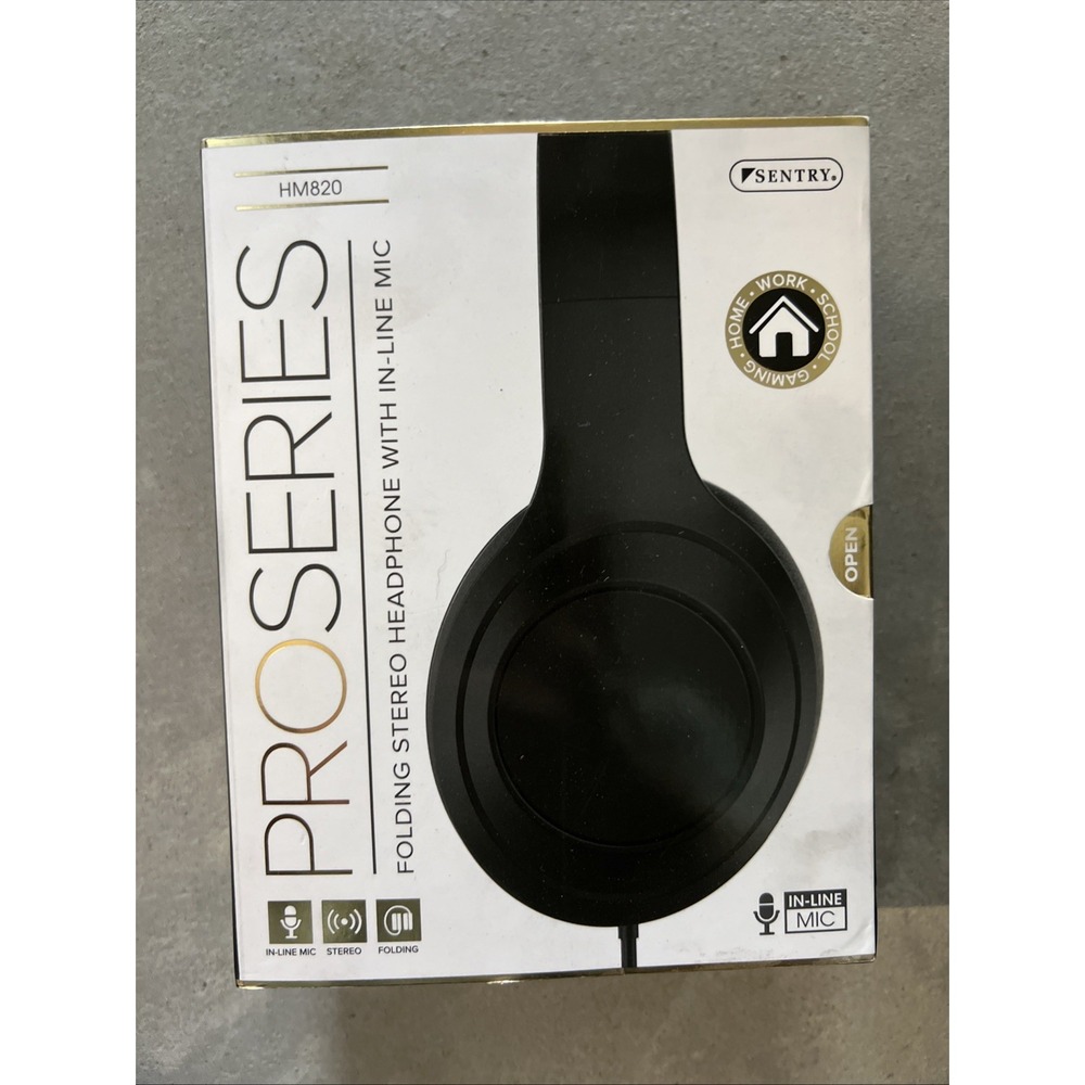 Sentry Hm820‎ Pro Series Folding Headphones. In-line Mic. New In Box